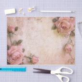 ピンクのヴィンテージバラの切り離しパターン 薄葉紙 (クラフト)