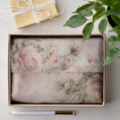 ピンクのヴィンテージバラの切り離しパターン 薄葉紙 (ギフト)