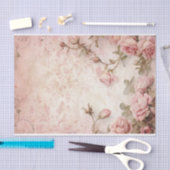 ピンクのヴィンテージバラの切り離しパターン 薄葉紙 (クラフト)