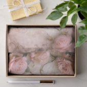 ピンクのヴィンテージバラの切り離しパターン 薄葉紙 (ギフト)