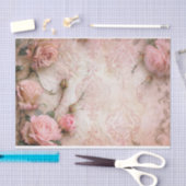 ピンクのヴィンテージバラの切り離しパターン 薄葉紙 (クラフト)