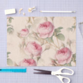 ピンクのヴィンテージバラの切り離し 薄葉紙 (クラフト)