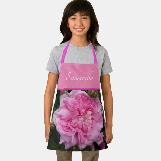 ピンクのヴィンテージバラバラガールズキッズエプロンかわいらしン エプロン (インサイチュ)