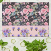 ピンクのヴィンテージバラバラ水彩マムマザーズ キッチンタオル (折り畳み)