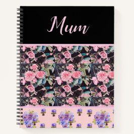ピンクのヴィンテージバラバラ水彩マムマザーズ ノートブック