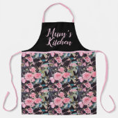 ピンクのヴィンテージバラバラ水彩Mumsキッチン エプロン (正面)