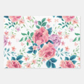 ピンクのヴィンテージバラパターンカスタムの背景 ラッピングペーパーシート (正面2)