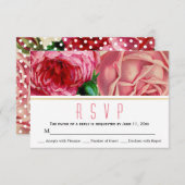 ピンクのヴィンテージバラフローラ結婚式RSVP応答 出欠カード (正面/裏面)