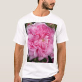 ピンクのヴィンテージバラフローラ花 Tシャツ (正面)