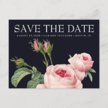 ピンクのヴィンテージバラブルー結婚式の日付を保存