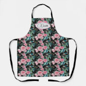 ピンクのヴィンテージバラ花フローラ女性名 エプロン (正面)