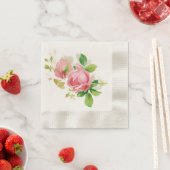 ピンクのヴィンテージバラ 縁ありカクテルナプキン (インサイチュ)