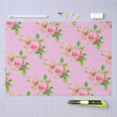 ピンクのヴィンテージバラ 薄葉紙 (クラフト)