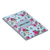 ピンクのヴィンテージバラ（青） ノートブック (右側)