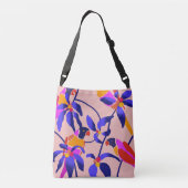 ピンクのヴィンテージパロット：エキゾチックなシームレスイラストレーション クロスボディバッグ (裏面)