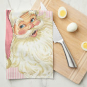 ピンクのヴィンテージビクトリアンサンタクロースシャビー キッチンタオル (四つ折り)