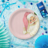 ピンクのヴィンテージビクトリアンサンタクロースシャビー ペーパープレート (パーティー)