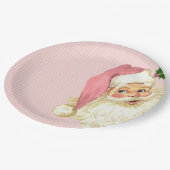 ピンクのヴィンテージビクトリアンサンタクロースシャビー ペーパープレート (アングル)