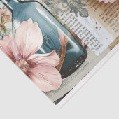 ピンクのヴィンテージフローラエフェメラコラージデコページ 薄葉紙 (詳細)