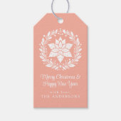 ピンクのヴィンテージフローラクリスマス ギフトタグ (正面)