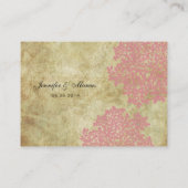 ピンクのヴィンテージフローラシーティングカード プレイスカード (裏面)