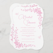 ピンクのヴィンテージフローラブライダルシャワー招待 招待状 (正面/裏面)