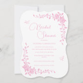 ピンクのヴィンテージフローラブライダルシャワー招待 招待状 (正面)