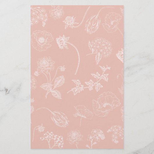 ピンクのヴィンテージフローラ予測ベビーシャワーゲーム (裏面)