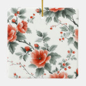 ピンクのヴィンテージフローラ写真 セラミックオーナメント (裏面)