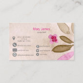 ピンクのヴィンテージフローラ名刺 名刺 (裏面)