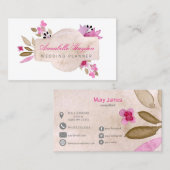 ピンクのヴィンテージフローラ名刺 名刺 (正面/裏面)