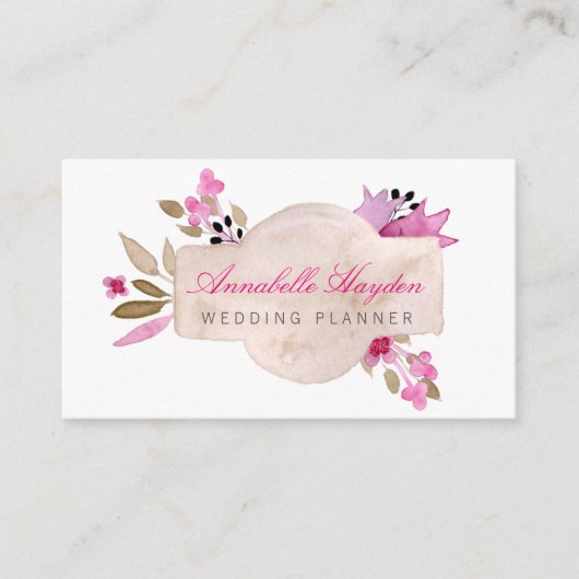 ピンクのヴィンテージフローラ名刺 名刺 (正面)