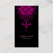 ピンクのヴィンテージフローラ渦巻き 名刺 (正面)