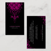 ピンクのヴィンテージフローラ渦巻き 名刺 (正面/裏面)