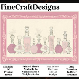 ピンクのヴィンテージフローラ香水ボトルAE6デコページ 薄葉紙