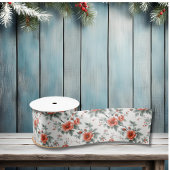 ピンクのヴィンテージフローラ サテンリボン