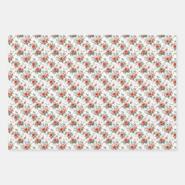 ピンクのヴィンテージフローラ ラッピングペーパーシート