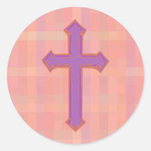 ピンクのヴィンテージプライド紫色の信仰クロスシール ラウンドシール (正面)