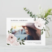 ピンクのヴィンテージボホフローラ写真卒業 案内状 (スタンド正面)