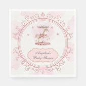 ピンクのヴィンテージポニー – ベビーシャワーナプキン スタンダードランチョンナプキン (正面)