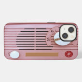 ピンクのヴィンテージラジオ iPhoneケース (裏面横)