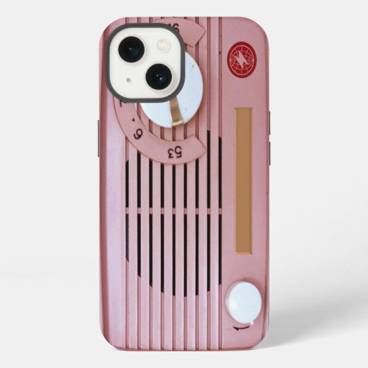 ピンクのヴィンテージラジオ iPhoneケース (裏面)
