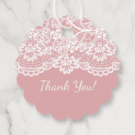 ピンクのヴィンテージレース最初の聖餐式 フェイバータグ (裏面)