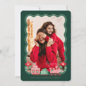 ピンクのヴィンテージ列車クリスマスツリー配信の写真 シーズンカード (正面)