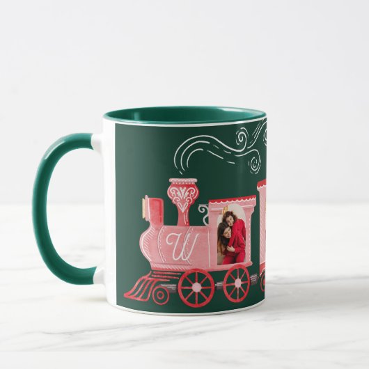 ピンクのヴィンテージ列車クリスマスツリー配信の写真 マグカップ (左)