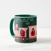 ピンクのヴィンテージ列車クリスマスツリー配信の写真 マグカップ (正面左)