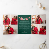 ピンクのヴィンテージ列車クリスマスツリー配信の写真 三つ折りクリスマスカード (内部)