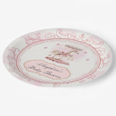 ピンクのヴィンテージ回転木馬 – 赤ちゃんシャワー大プレート ペーパープレート (アングル)