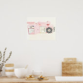 ピンクのヴィンテージ支払電話 ポスター (キッチン)