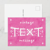 ピンクのヴィンテージ文字メッセージ葉書 ポストカード (正面/裏面)